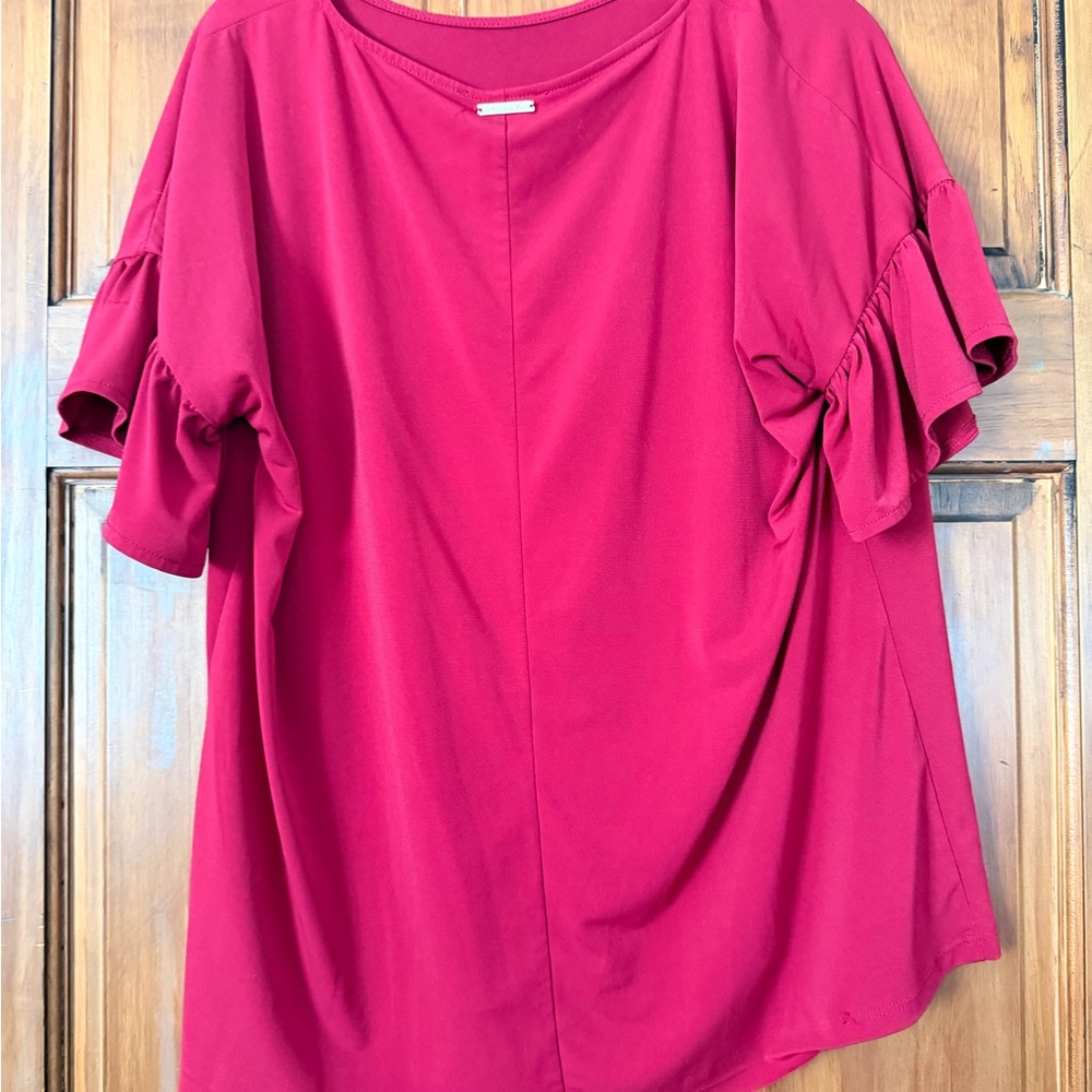 Michael Kors Red Ruffle Sleeve Blouse